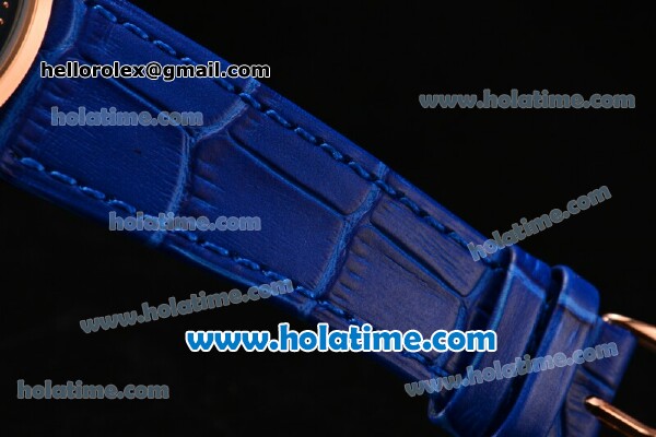 Patek Philippe Calatrava Miyota OS2035 Quartz Rose Gold Case with Blue Dial and Arabic Numeral Markers - Click Image to Close